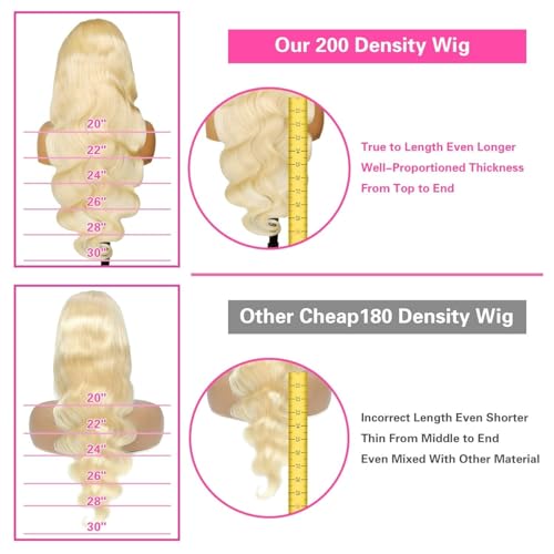 613 HD Lace Frontal Wig 32 Inch Full & Thick 13x6 Body Wave HD Lace 613 Blonde Wig 200 Density Human Hair Glueless Pre Plucked 613 Colored Human Hair Wigs With Baby Hair for Women