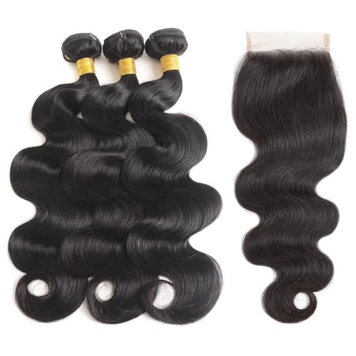 Body Wave Human Hair Bundles with Closure 10A Brazilian Human Hair 3 Bundles with 4x4 HD Lace Closure Free Part 100% Unprocessed Virgin Hair Natural Color£¨18 20 22+16 Inch£¬Body Wave£©