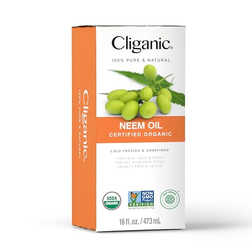 Cliganic Organic Neem Oil for Face, Skin & Plants (16oz), 100% Pure | Natural Cold Pressed Non-GMO