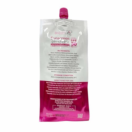 Generic 2 Sachets Brilliant Skin Essentials Sunscreen Gel-Cream UVA/UVB Protection SPF 30, 50g, 1.7 Ounce (Pack of 1)
