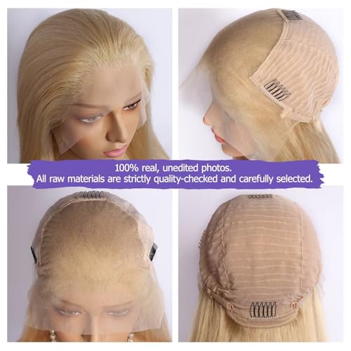 Lemoda Blonde 613 13x6 Straight Lace Frontal Human Hair Wigs 24Inch Outlets Sale 200% Honey Blonde Straight HD Transparent 13x6 Lace Front Wigs Pre Plucked Glueless Wigs