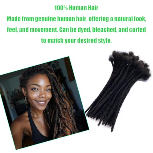 100% Human Hair Dreadlocks Handmade Locs Samll Size 0.4cm Width Pencil Size 60 per Bundles Natural Black #1B 8inch