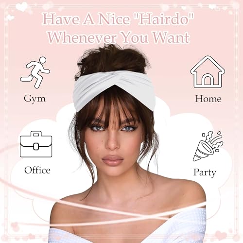 Wide Headbands for Women Cute Boho Headband Solid Color Knotted Turban Head Bands Soft Hair Wraps Pink Head Scarf Fashion Turban Hairband Black Scarf Headband For Women¡¯s Hair Accessories