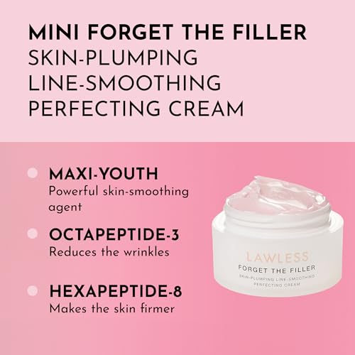 Lawless Mini Forget the Filler Skin-Plumping Line-Smoothing Perfecting Cream - Premium Non-Acne Moisturizer Designed to Prime, Plump, Smooth, and Tighten Skin for a Youthful, Hydrating Look - 0.5 oz