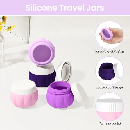 Redfly Travel Containers for Toiletries, TSA Approved Travel Size Containers, Silicone Jars for Creams, Leak-proof Essentials with Lid for Cosmetic