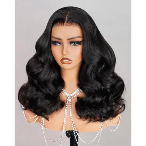 6x5 Ready to Go Closure Wig Human Hair 12A Salon-Quality Glueless Wigs Human Hair Pre Plucked Pre Cut Loose Body Wave Wig Human Hair 220% Density Bleached Tiny Knots 16 Inch