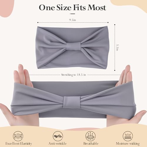 Headbands for Women, Wide Elastic Head Bands, Non-Slip Thick Hair Bands, Sports Stretchy Sweat Bands, Large Knotted Soft Headband for Washing Face, Makeup, Workout, Spa, Running, Fashion, 6-Pack