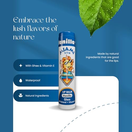 Miami Sun Natural Ghee Lip Balm, Hydrating Lip Treatment with Shea Butter & Beeswax, Organic & Non-Toxic, Best for Dry, Chapped Lips - Moisturizing, Healing, Chemical-Free Care (Gift of 40, Variety)