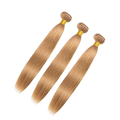 Color 27 Human Hair Bundles Blonde Straight Bundles Human Hair 14 16 18 Inch Honey Blonde Bundle 8A Brazilian Virgin Remy Hair 3 Bundles Blonde Hair Bundle Hair Extensions