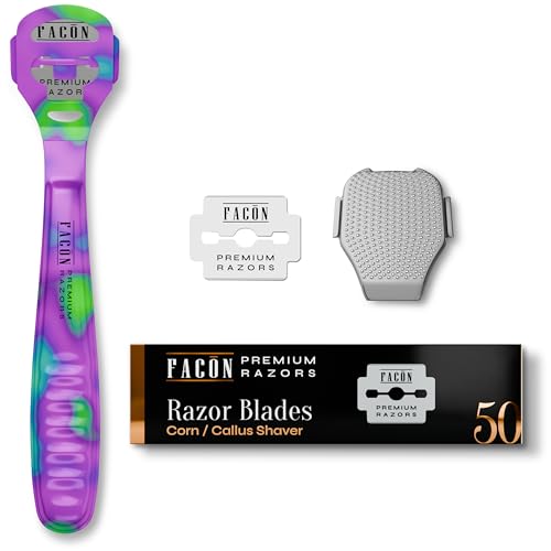 Fac?n Professional Callus Shaver Remover with 50 Blades, Pedicure Razor for Feet & Hands, Foot Razor for Callus Removal, Callus Blade Remover, Corn Shaver, Surgical Grade Premium Stainless Steel Tool