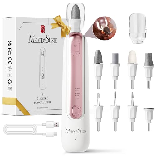 MelodySusie Cordless Pedicure & Manicure Nail Drill Kit, PC760G for Salon-Quality Foot Care for Home & Travel, Rechargeable with 5 Speeds, 8-in-1 Bits, 360¡Æ LED Light & Anti-Dust Shield