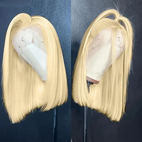 613 Blonde Short Bob Wig Human Hair 13X4 Lace Front Wigs with Baby Hair for Black Women Pre Plucked Straight Brazilian Virgin Hair Lace Frontal Wig 150% Density 12 Inch