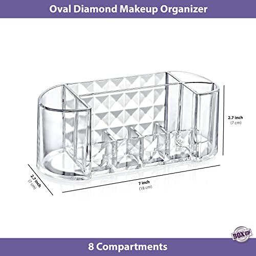 Boxup Makeup Organizer - 8 Compartments Lipstick Holder And Skin Care Desk Accessories, Cute Small Beauty Cosmetics Table Organizers For Women & Teen Girls, Pretty Lip Stick Gloss Storage Stand
