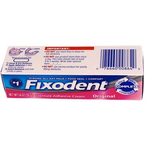 Fixodent Denture Adhesive Cream Original 1.4 Ounce (41ml) (6 Pack)