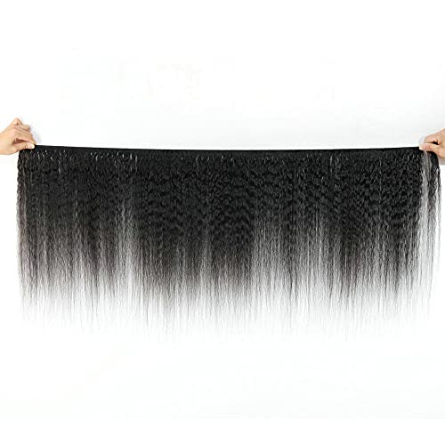 14 16 18 Inch Yaki Straight Bundles Human Hair Bundles #1B Nature Black Kink Straight Bundle Unprocessed Brazilian Virgin Weave Hair 3 Bundle 50 Gram Per Bundle for Woman