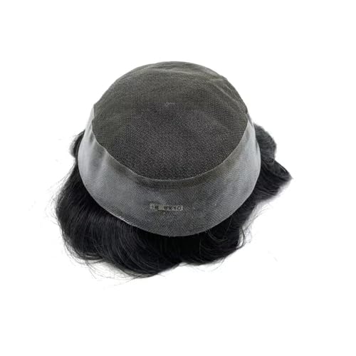 Toupee for Men PU Around+Lace Base Real European Human Hair Pieces for Mens Hair Prosthesis Patch Units Hair Replacement System for Men (7x10")