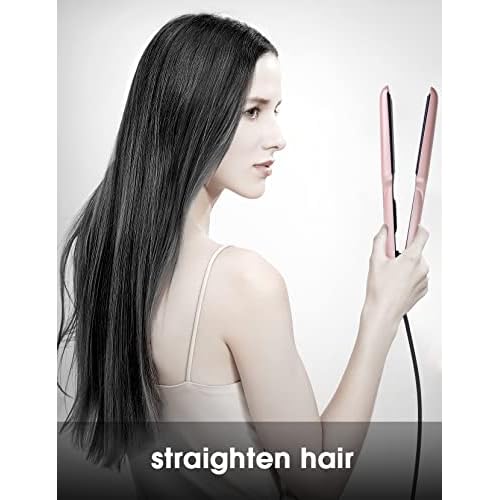 ANGENIL Ceramic Flat Iron Hair Straightener - 1.6inch Straightening and Curler 2 in 1,Professional Hair Iron Flat for Women Shinier&Smoother Hair,LCD Display,30s Fast Heating