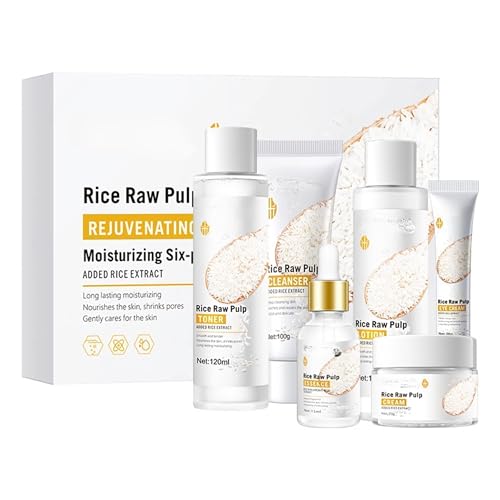 SKK Skin Care Set, 6 Piece Skin Care Set,Skin Care Gift Set for Women, Facial Care Set Includes Cleanser, Eye Cream, Facial Essence, Moisturizing Lotion, Face Cream, Toner. (Rice)