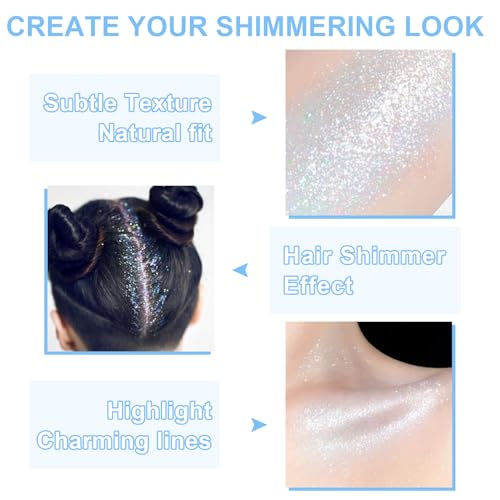 Hair and Body Glitter Spray, 1PC Glint-Rainbow Hair Glitter Extra Fine Face Shimmer Powder for Clothes, Festival Loose Sparkle Powder for Rave Clothes Nail Art Easter Halloween Crafts (Glint-Rainbow)