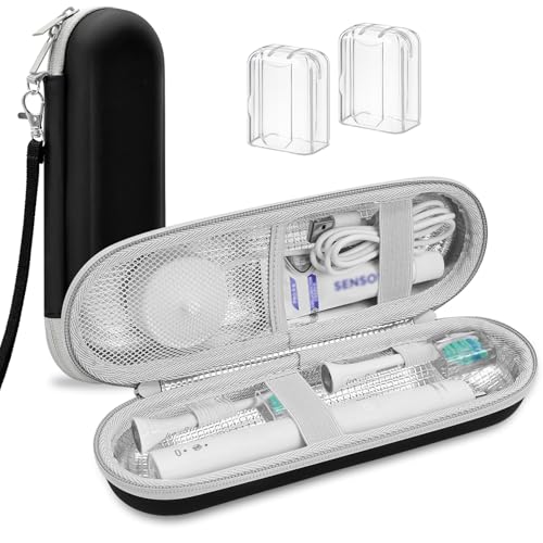Electric Toothbrush Travel Case for Philips Sonicare 4100 6100 5100 6500 Series Electric Toothbrush, Hard EVA Toothbrush Protective Holder, Water-Resistant£¨Includes 2 Brush Head Covers£©