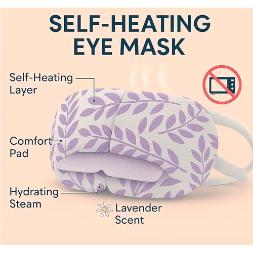 Steam Eye Mask - 16 Pack Lavender Self-Heating Warm Compress for Dry Eyes, Puffy Eyes Relief, Cornea Care, and Relaxation ? Soothing & Comfortable Heated Eye Pads