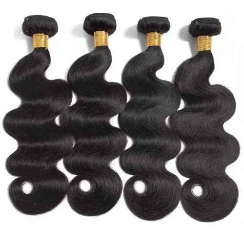 16A Human Hair Bundles 18 20 22 24 Inch Body Wave Bundles Human Hair 400g Brazilian Virgin Body Wave 4 Pieces Deals Brazilian Quick Weave Extensions Wet and Wavy Extensions Natural Black