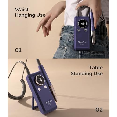 MelodySusie Professional Clip-On Cordless 2-in-1 Nail Drill with Adjustable Built-In Stand and Premium Motor, MB420G 40000RPM E-File with Max Speed for All Manicure Shaping & Gel Removal for Salon Use