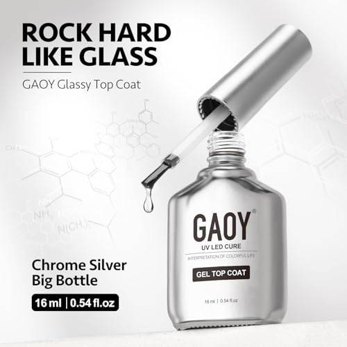 GAOY 16ml 4 Pcs Glassy Gel Top Coat and Base Coat Set, No Wipe Foundation Combination for UV Light Cure Nail Polish