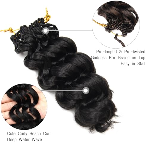Short Crochet Hair Curly Highlight 4/30 Brown GoGo Curl Crochet Hair for Black Women Ocean Deep Water Wave Beach Curl Crochet Braids Soft Like Human Hair 7 Pack Natural Look Hair Extensions