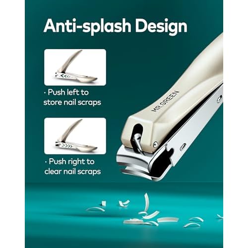 MR.GREEN Nail Clippers, Upgraded Anti-Splash Nail Clipper Set with Nail File and Tweezers & Catcher, Professional Practical Manicure Nail Care Kit with Exquisite Leather Case for Men & Women