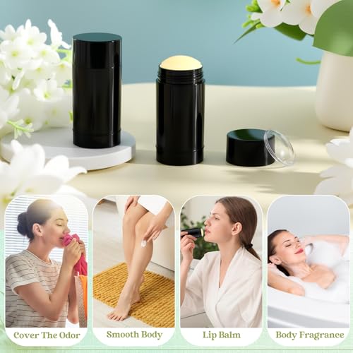 50 Pcs 15 ml Empty Deodorant Containers Twistup Filling Stick Plastic Deodorant Container Refillable Bottles Bottomfill Round Lip Balm Tubes Cylinder for Homemade DIY Lip Balm(Black)