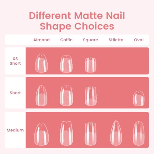 Quaferen Almond Nail Tips Short: 240pcs Pre-shape Acrylic Fake Nails Tips Almond Shape - 12 Sizes Soft Gel Full Cover Clear Gelly Press on False Tip for Nail Extension Salon Home