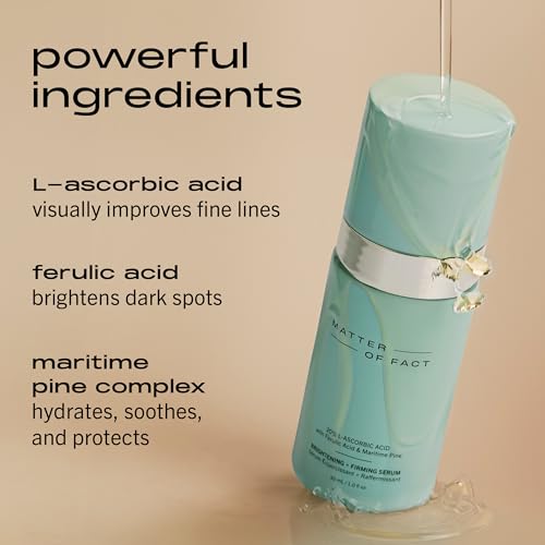 MATTER OF FACT Illuminating + Firming Serum, 20% Vitamin C Liquid Anti-Aging Formula for Radiant Skin, 30mL / 1.0 Fl Oz
