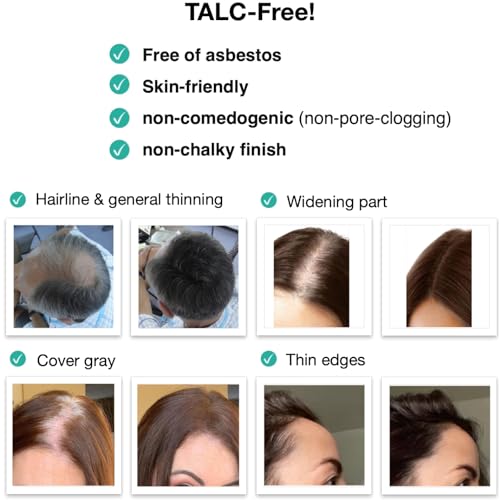 Caboki 10X Volumizing Hair Powder for Thinning Hair: Root Touch Up for Men and Women, Fill in Hairline & Edges, Cover Bald Spots. TALC-Free, Dark Gray
