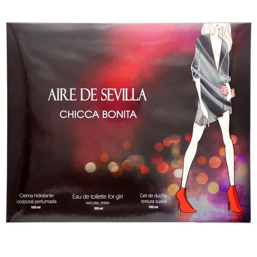 Instituto Espa?ol Aire de Sevilla Chicca Bonita Gift Set for Women ? Travel Size Eau de Toilette, Body Gel & Body Lotion (100 ml / 3.4 fl oz Each)