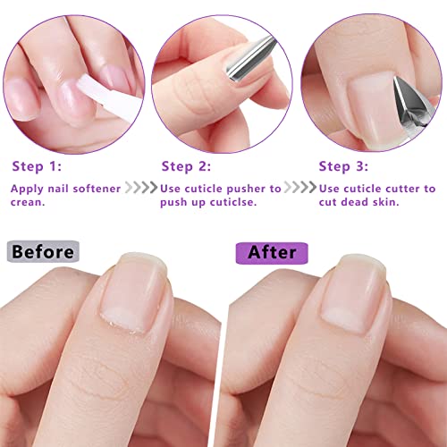 Cuticle Trimmer with Cuticle Pusher and Scissors, Cuticle Remover Professional Durable Pedicure Manicure Tools, Stainless Steel Cuticle Nipper Cutter Clipper for Fingernails and Toenails (Pink)