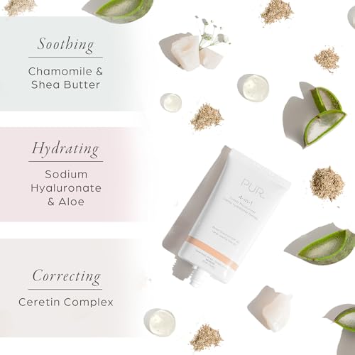 P?R Beauty 4-in-1 Tinted Moisturizer With SPF 20 - Hydrating Face Moisturizer, Primer, & Foundation With Shea Butter, Aloe Vera & Vitamin B3 - Vegan Friendly - Free of Paraben, Gluten & BPA