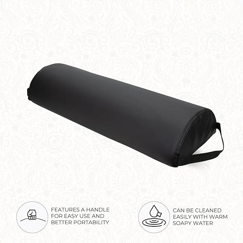 ForPro Premium Jumbo Half-Round Bolster Pillow for Massage and Yoga, Oil and Stain-Resistant, 9¡±W x 4.5" H x 26¡±L, Black