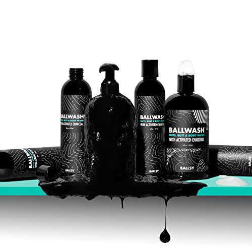 Ballsy Ballwash Wood You Be Mine Charcoal Body Wash for Men, Soap, Moisturizing, Shower Gel, w/Coconut Oil and Aloe Vera, Drift & Dunes Scent, 8 Fl oz