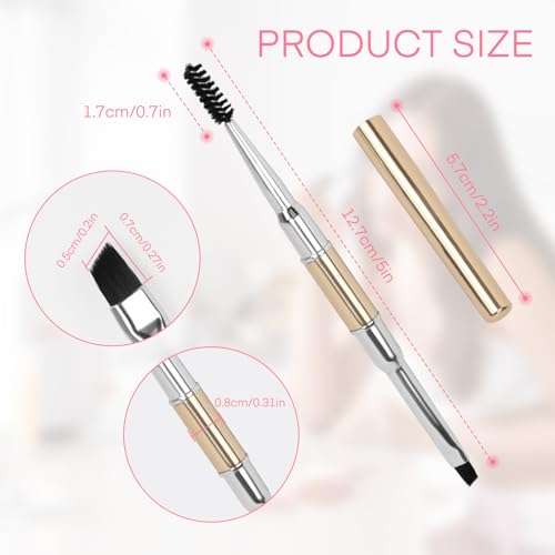 Unaone Eyebrow Brush - 2 PCS Professional Dual-Ended Angled Eye Brow Brush Applicator For Shaping and Filling Brows Lashes Eyeliner
