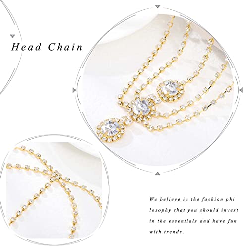 Layerd Head Chain Rhinestone Hair Chain Wedding Hair Accessories Fordhead Headband for Women and Girls