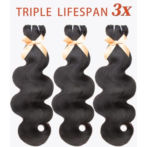MLIP Raw Bundles Human Hair Body Wave, No Tangle Shedding, Keep Texture Silky Soft After Multiple Washes, 15A Raw Indian Hair Bundles 22 Inches, Triple Lifespan 3X
