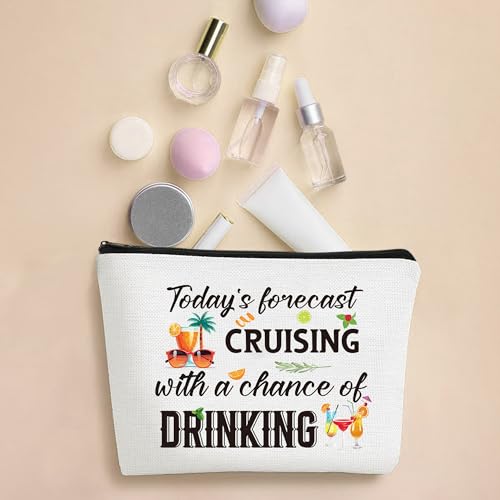 Cruise Ship Makeup Bag - 4Pcs Cruise Ship Essentials Survival Kit Canvas Cosmetic Bags Organizer Portable Beach Accessories with Zipper Pouch Travel Bags Cruise Gifts for Girls Women Sister