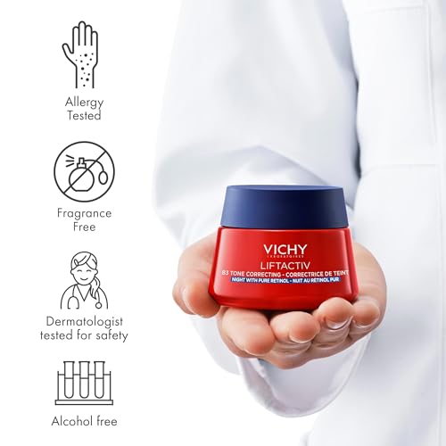 VICHY Liftactiv B3 Tone Correcting Night Cream, 4% Niacinamide + 0.15% Pure Retinol, Anti Aging Face Cream Evens Skin Tone, Fade Dark Spots & Smooth Wrinkles, Formula Minimizes Risk Of Irritation