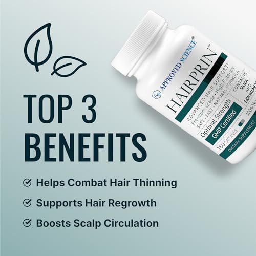 Approved Science Hairprin - Promote Hair Regrowth and Help Boost Scalp Circulation - 180 Vegan Friendly Capsules - Pack of 2