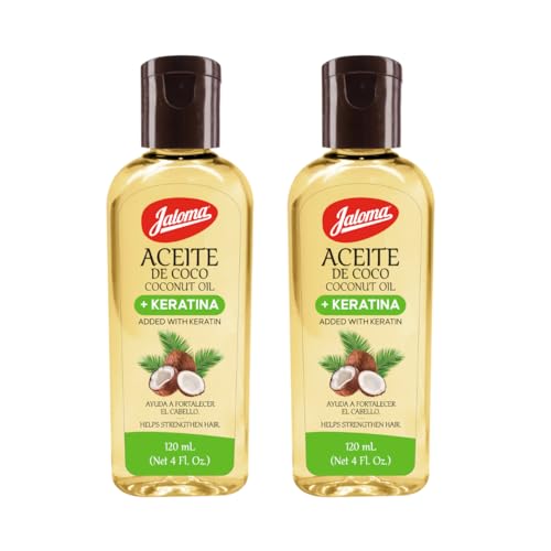 Jaloma Coconut Oil with Keratin to Help Strengthen Hair, 2 Pack, 4 Oz Each Bottle