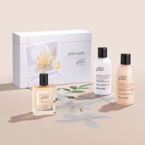 philosophy radiant grace eau de parfum - warm & floral women's perfume - with notes of carmelized sandalwood, jasmine & black cherry - long lasting fragrance