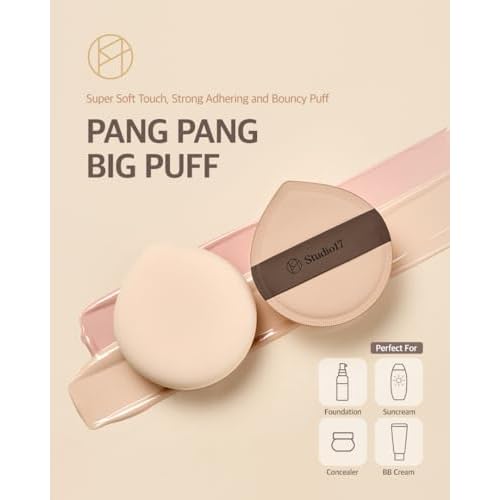 Pang Pang Makeup Powder Puff 1 Pc | Big Makeup Sponge for Foundation | Fluffy Cushion Puff Blender With Latex | Korean Makeup Puff for Foundation and Powder | 2.2In Diamater