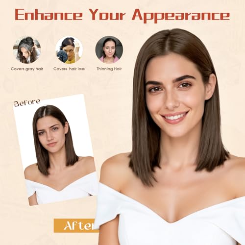 Rich Choices Human Hair Toppers for Women-100% Real Remy Hair Topper No Bang-Upgraded 150% Density 9 * 16CM Lace Base-Clip in Hairs Topper for Thinning Hairs-12Inch #2 Dark Brown