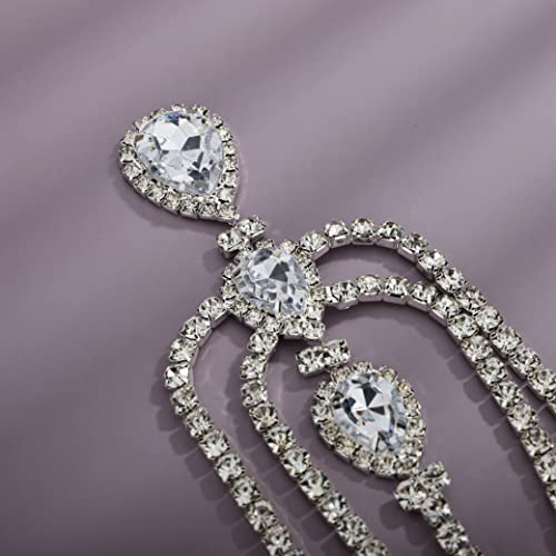 YERTTER Bohemian Full Silver Gold Rhinestone Chain Colorful Crystal HeadChain Clip Drop Pendant HeadPieces Forehead Headband Hair Accessories for Wedding Brides Party Prom Costume
